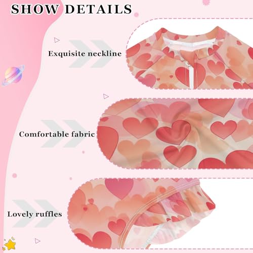 Colorful Hearts Valentine Girls Long Sleeve Swimsuit UPF 50+ Rashguard Swimwear One Piece Bathing Suit 212167403