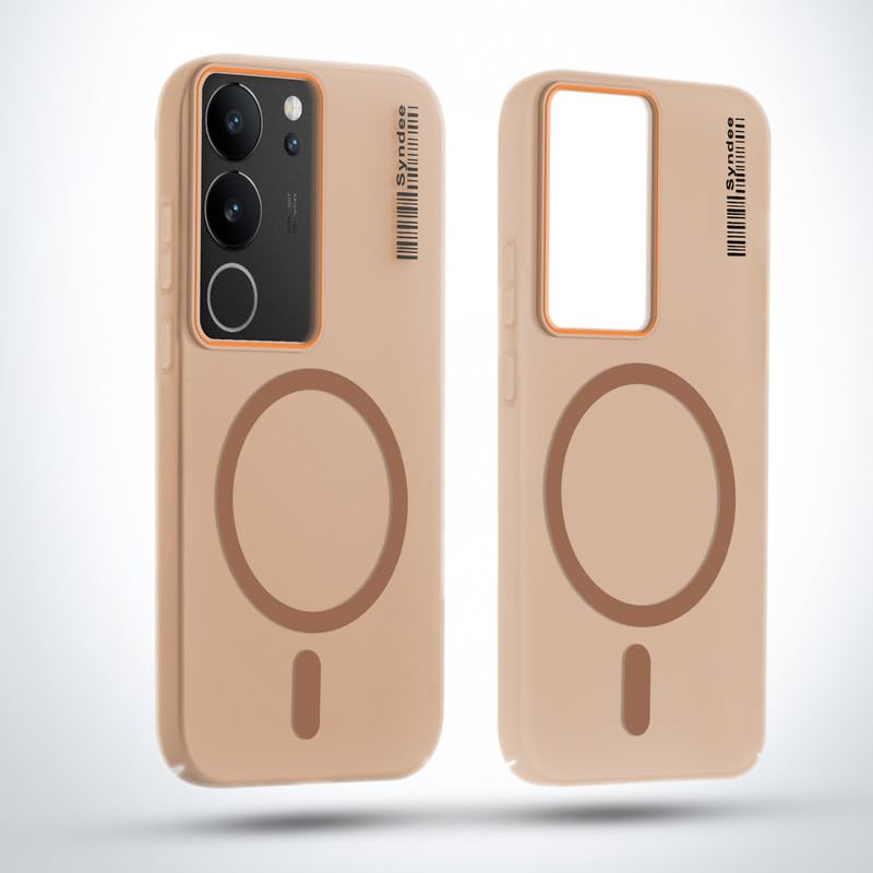 Image of Mr. Case Back Cover for Vivo V29 5G Sleek Frosted Translucent Back Only Compatible with Wireless Magnetic Accessories | Anti-Scratch Shockproof Phone Case - Brown