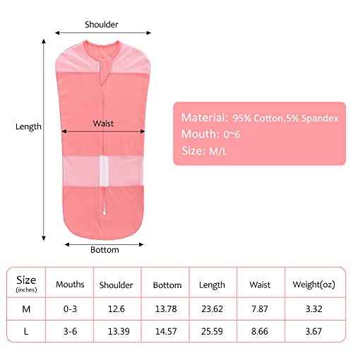 Lat Baby Sleep Sacks Cotton Breathable Swaddle Blankets For Summer 0-3 3-6 Months Baby Transition Sleep Bag (Pink, Medium) #TOP6