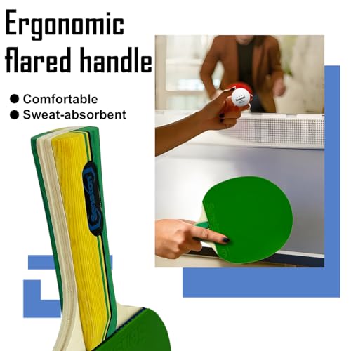 Senston Ping Pong Paddles Family Entertainment Set for Entertainment or Competition - Ping Pong Paddle Set (Green)