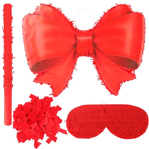 Piñata Bow Bowknot en forme de nœud papillon avec bâton de confettis aveugles pour thème de princesse, anniversaire, fête, mariage