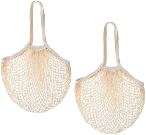 Piriuuo 2 Pcs Reusable Mesh Grocery Bags, Mesh Shopping Bags with...