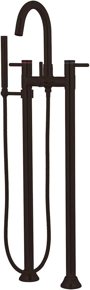 Kingston Brass KS8355DL Concord Floor Mount Tub Filler With Hand Shower, Oil Rubbed Bronze, 7-1/2 inch in Spout Reach, Oil Rubbed Bronze