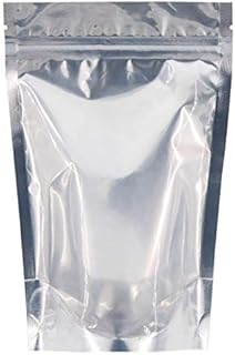 SumDirect 50Pcs 17x23cm Reusable Aluminium Foil Zip Lock Stand Up Food Pouch Bag with Notch for Food Storage (6.6"x 9")