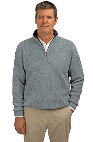 Sweaters - 100% Alpaca Wool Men's Performance Club Quarter Zip Neck Pullover Sweater3