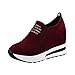 Produktbild VJGOAL Damen Freizeitschuhe, 5CM Damen Lässige erhöhte Netto-Schuh-Turnschuhe Breathable Maschen-Steigung-Starke Plattform beschuht Pantoffel (37, Rot)