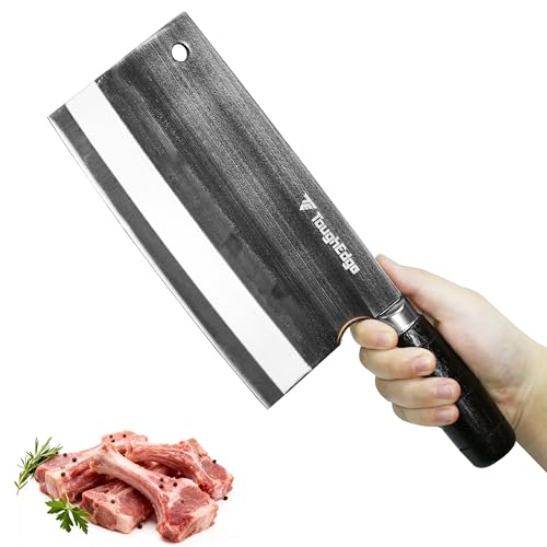 ToughEdge Meat Cleaver Knife, 8.07" Bone Chopper, 6mm Thick Blade, All-in-One Chop & Slice Knife with Wenge Wood Handle for Home Kitchen & BBQ