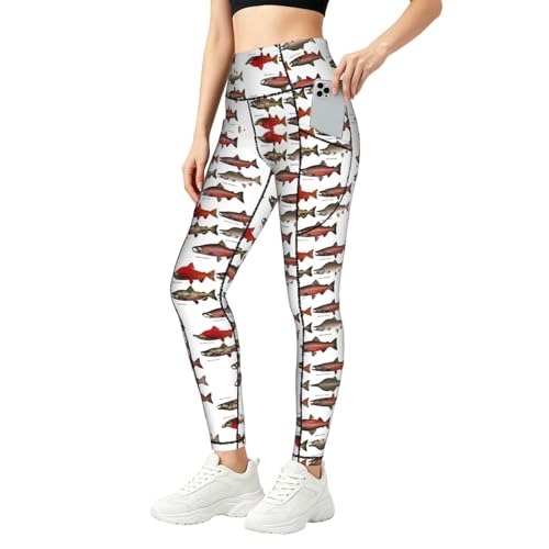 Leggings de gimnasio para mujer: compresión y confort diario con estampado de salmón