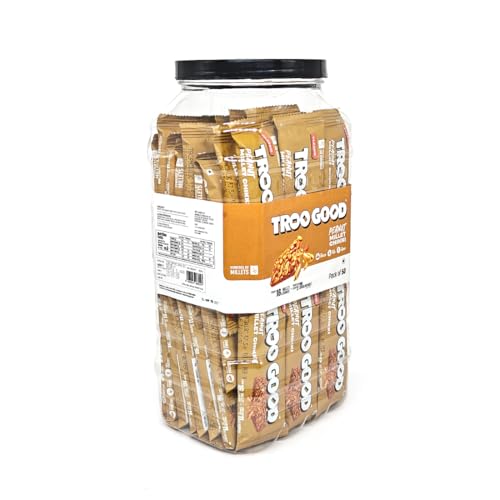 Image of TROOGOOD Peanut Chikki Jar (50Pcs, 16g Each) Jaggery Peanut Bars, Millet Chikki, No Added Preservatives or Colours | Gajak, Healthy Indian Sweets Snack, Protein Bar Alternative, Kids Snack, Office Snack