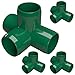 FORMUFIT F0014WT-GR-4 4-Way Tee PVC Fitting, Furniture Grade, 1" Size, Green (Pack of 4)