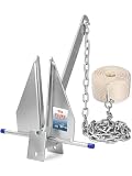 OULEME 13 LB Fluke Anchor Kit with 100 FT Nylon Rope, Anchor Chain and Shackles, Boat Anchor Kit for 20-32 FT Boats, Ideal for Pontoon, Dinghies, Fishing and Bass Boats