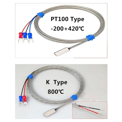 Sensor PT100 de acero inoxidable con cable blindado de 1 metro y tres hilos 5