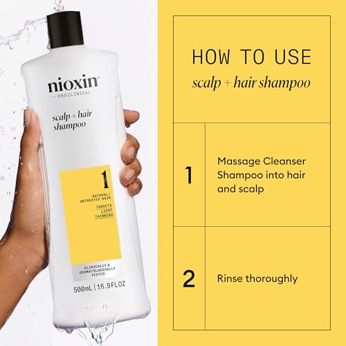 Nioxin Scalp + Hair Thickening System 1 Shampoo| For Natural or Untreated Hair with Light Thinning | With Niacinamide and Biotin | 16.9 Fl oz. - Thumbnail 6