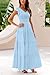PRETTYGARDEN Women's Summer Flowy Maxi Dress Casual Cap Sleeve V Neck Smocked Beach Sundress (Solid Light Blue,Medium)