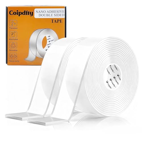 Double Sided Mounting Tape for Walls - Removable Adhesive (2 Rolls, 1.18in x 34ft)