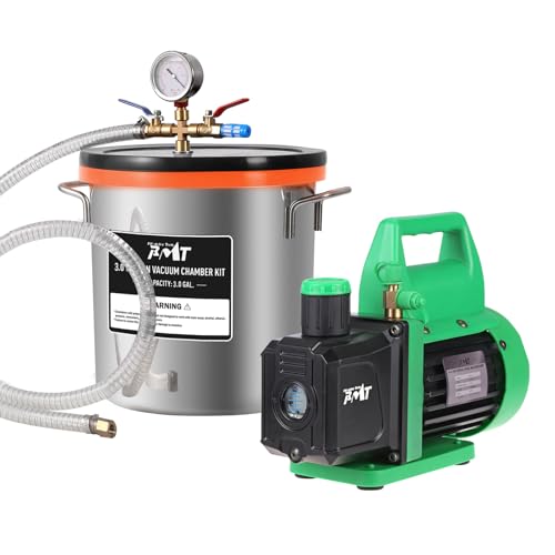 PB Motor Tech 3 Gallon Vacuum Chamber Kit with 4.5CFM Vacuum Pump and Tempered Glass Lid, Perfect for Wood Stabilization and Resin Casting, No Oil Included by PB Motor Tech BMT - Used condition - US$89.99