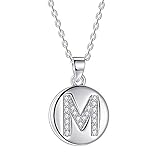 zeni initial letter m pendant necklace for women girls cubic zirconia 925 sterling silver alphabet necklaces personalised customize gifts 40 5cm adjustable