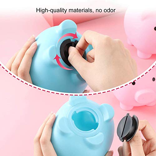 Shineny Two-Piece Lovely Plastic Piggy Bank, Shatter-Resistant And Color-Resistant, Mini Compact And Lightweight, For Adults And Children, Gifts, Souvenirs, Decorations, Pink And Blue Combinations #TOP3