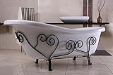 Acryl Badewannen Casa Padrino Freistehende Badewanne Jugendstil Mediterran Weiß/Schmiedeeisen 1690mm - Antik Stil Badezimmer - Retro Antik Badewanne