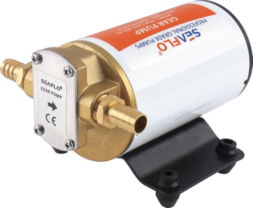SEAFLO 12V Self Priming Impeller Gear Pump - 3.2 GPM Oil Change Diesel Fuel Transfer Pump, Reversible Flow, Copper Impeller, Rugged Metal Gears, Self Priming Design, 4 Year Warranty