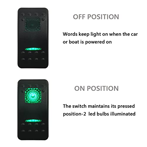 Image of Marine Grade Rocker Switch Green Backlit 5 PIN ON-Off UTV Toggle Switch for Car Boat Off-Road Vehicle Pickup Tractor Motorcycle SXS Dashboard 12V 24V IP66