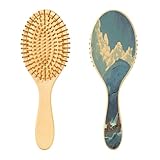 YETTASBIN Killer Whale Natural Wooden Hair Brush with Comfortable Wooden Bristles, Detangling and Styling Oval Hairbrush for Women, Men and Kids All Hair Types (Wet Dry & Damaged Hair)