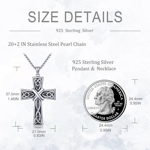 Celtic Cross Necklace for Men Women 925 Sterling Silver Cross Jewelry for Men Boys4