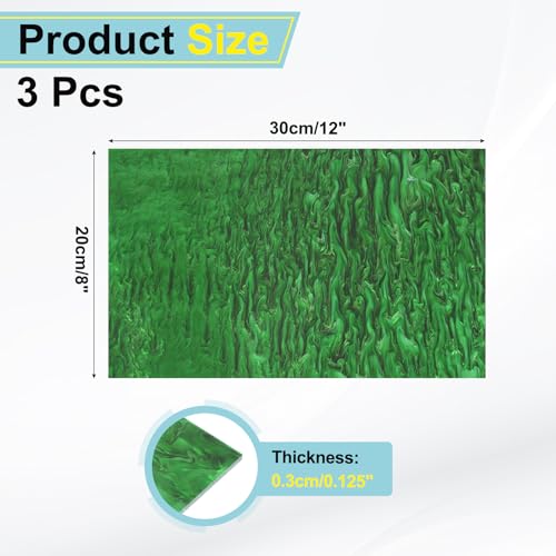 Image of MECCANIXITY 3 Pcs Glitter Pearl Acrylic Sheet,12 inch x 8 inch x 1 /8 inch Pearlescent Cast Pmma Plastic Sheets Extruded Translucent Blanks for DIY Art Crafting Laser Cutting & Engraving,Green
