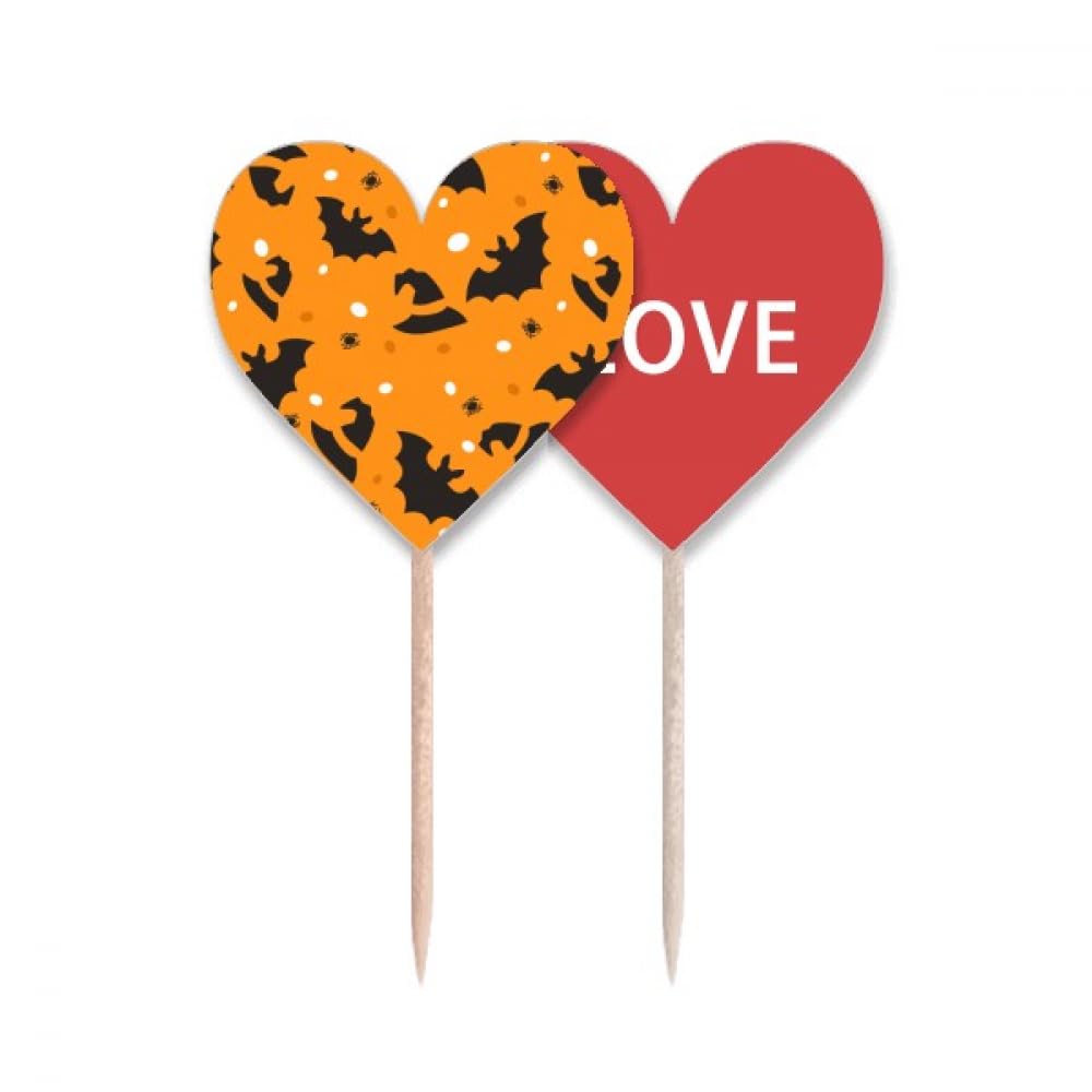 Drapeau Halloween en cœur pour décoration de cupcake et buffet festif