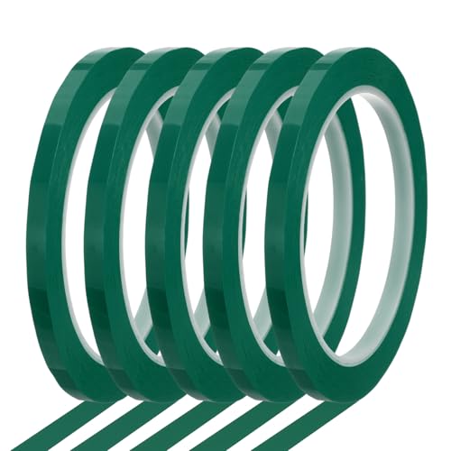 Image of sourcing map Whiteboard Tape 6mm x 66m Pinstripe Graphic Chart Line Grid Marking Tapes for Classroom Office Dry Erase Board Art, Green, Pack of 5