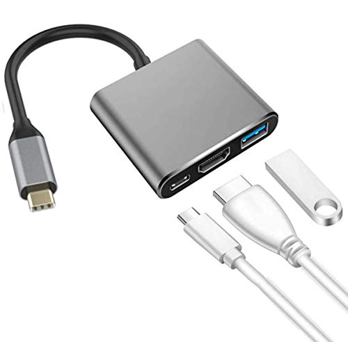 USB C to HDMI Adapter, IGUGIG 3 in 1 4K Type C to HDMI Multiport Converter with USB 3.0 Port and USB C Fast Charging Port Compatible with MacBook Pro/Chromebook Pixel/Projector/Monitor (Black)