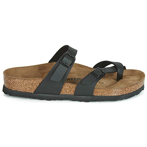 Image of Birkenstock Women's Mayari Birko-Flor Flip Flops, Black (Black), 2.5 UK (35 EU)