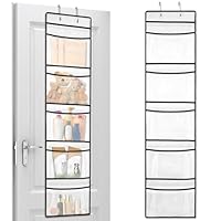 AiQInu Hängeregal, Hängeorganizer Tür mit 5 Netztaschen und 2 Stück Klebehaken, Faltbar Hängeaufbewahrung, für Tür Bad Kinderzimmer Schrank Schlafzimmer, über Tür Oder Wandmontage (125 X 31.5cm)