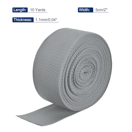 Image of MECCANIXITY Lightweight Polypropylene Webbing Strap 2 inch 10 Yard Backpack Strapping Band Grey for Outdoor Luggage Cargo Straps