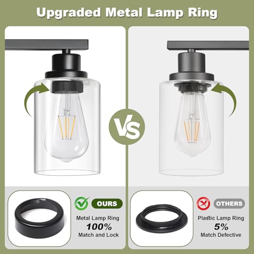 Image of Unicozin Modern Bathroom Light Fixtures, 5 Light Vanity Lights Over Mirror, Black Wall Lamp with Clear Glass for Living Room Cabinet Bedroom Porch