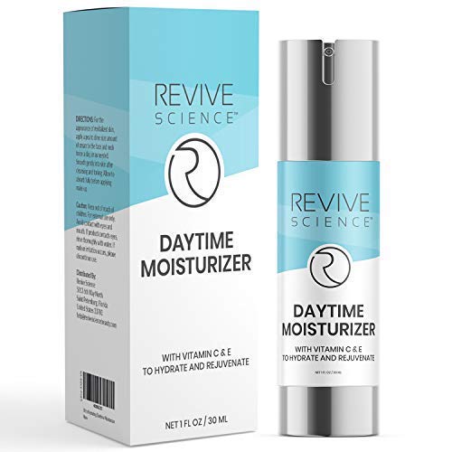 Revive Science Face Moisturizer, Daily Anti Aging Cream with Vitamin C, E, CoQ10 Peptide - Hydrating Face Lotion for Dry Sensitive Skin for Smooth Wrinkle Free Skin -1 FL OZ