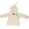 Carraig Donn 100% merinowol, baby-capuchontrui met knopen aan de zijkant, natuurlijk.