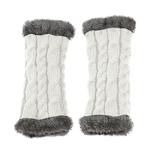 Aesthetic Spicy Style Mittens, Ribbed Cuff Arm Warmers Fashionable Knit Handwear For Girls,White,One Size,White,One Size