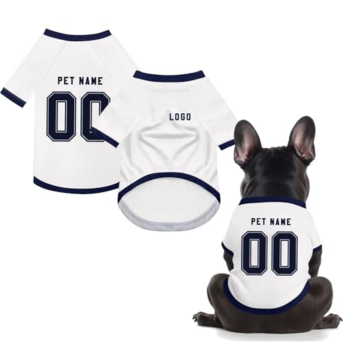 Personalisiert Haustiere Fußball Trikot, Individuelle Haustier T-Shirts mit Name/Nummer/Logo, Sommer T-Shirts für Kleine Mittlere Bis Große Hunde (8)