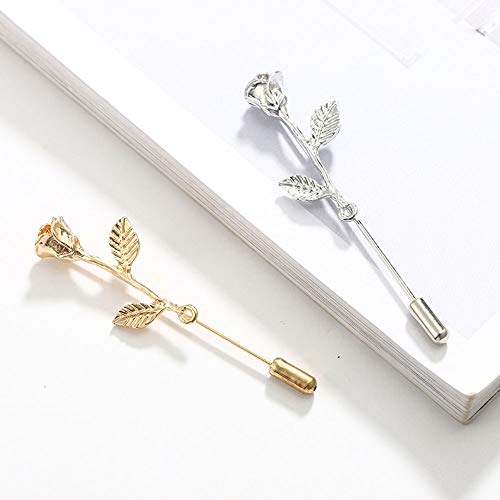 Fashion Men Rose Floral Lapel Stick Brooch Pin Suit Tuxedo Corsage Accessory (Silver)3