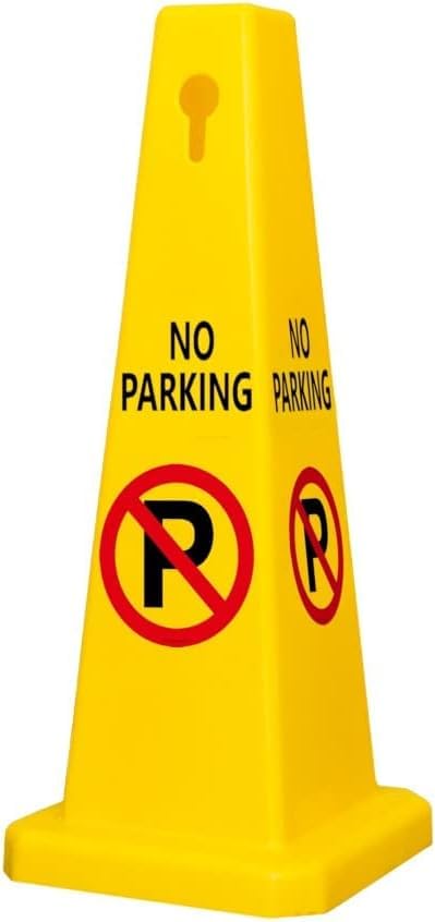 No Parking Cone | Yellow No Parking Sign with 4 Sides View | Easily Noticable No Parking Sign 68x28x28 cm