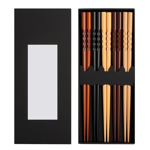 5 Paires Baguettes Bois Baguettes Japonaises Baguettes Sushi Baguettes Réutilisables Baguettes...