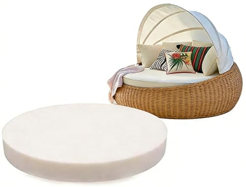 Headboard White Round Foam Cushion Upholstery Foam Sheet 3Cm/5Cm/8Cm/10Cm Thick,High Density Foam For Outdoor Daybed Round Mattress Patio Bed Sunbeds Replacement (8Cm Thick,Diameter 130Cm)