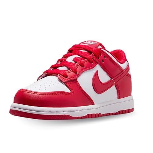 Nike Dunk Low Little Kids' Shoes (FB9108-119, White/University Red)