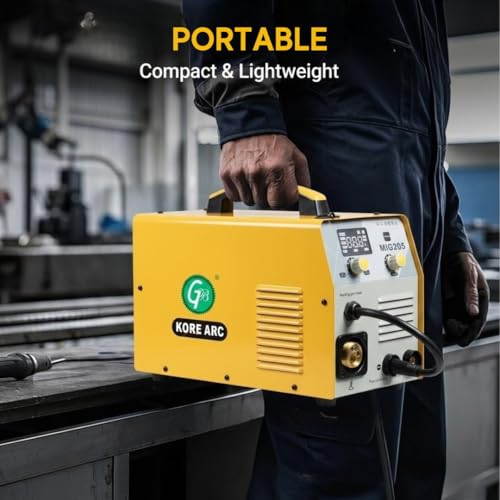 Image of MIG205 MIG /MAG Gasless Welding Machine, 200A Inverter Welder, Multi-Process (MIG, MAG, ARC, Lift TIG), Torch, Earthing Clamp, Gas Hose & 5kg 1.0mm Flux Core Wire