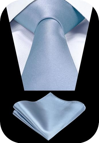Image of TIE G Solid Satin Woven dyed Color Formal Black Necktie and Pocket Square Sets in Gift Box