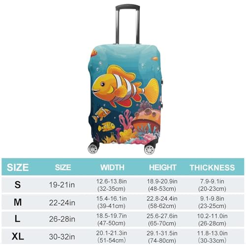Luggage Cover for Travel Coral Reef with Colorful Fish Fashion Luggage Covers Washable Stretch Suitcases Protector Fits 19-32 Inch Luggage M2