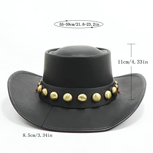 Chapéu de caubói decorado com rebites de couro durável capleather chapéus de couro Outback chapéus o