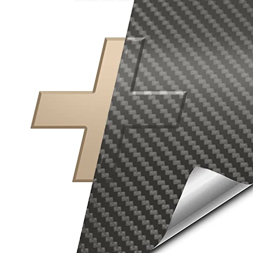 VViViD Auto Emblem Vinyl Wrap, Gunmetal Grey Carbon Fiber, Compatible with Chevy Bowtie Logo, 11.8 Inches x 4 Inches Sheets (x2)