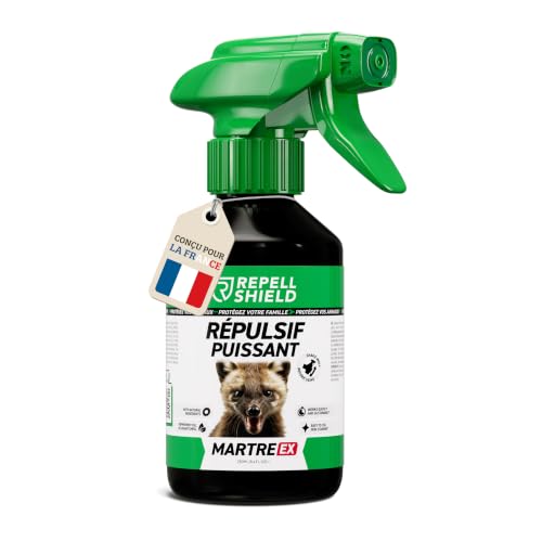 RepellShield® Répulsif Anti Fouine et Anti Martre Voiture -250ml- Menthe Poivrée - Non Tachant - Usage Intérieur & Extérieur - Anti Rongeur Voiture, Grenier, Jardin - Éloigne les Animaux Nuisibles